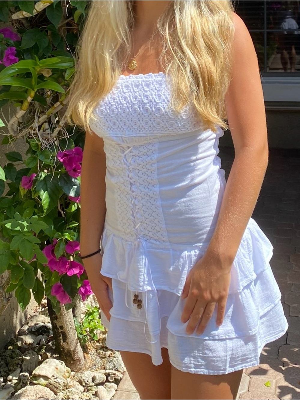 Cotton Natural Strapless Summer Dress